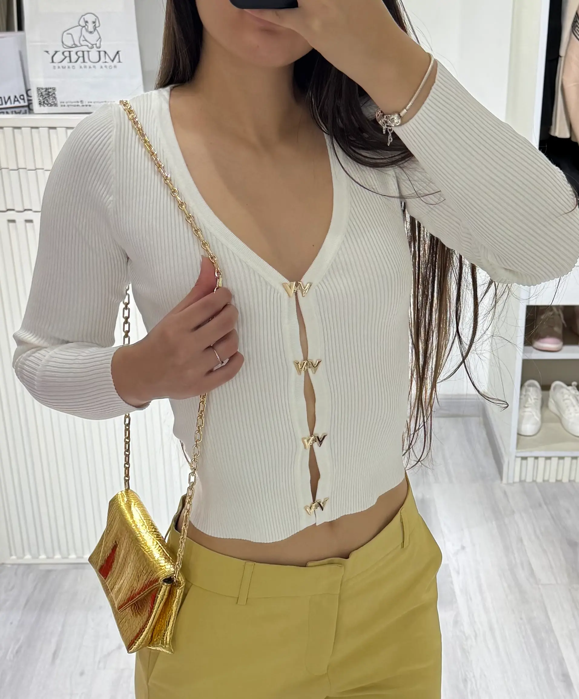 Jersey Escote Delantero Apliques Vinceotto (Negro)