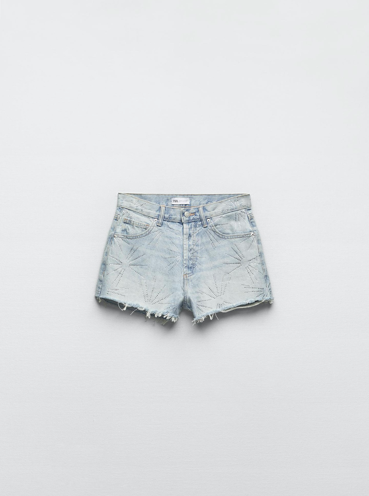 Shorts Denim TRF Tiro Medio Brillo (36)