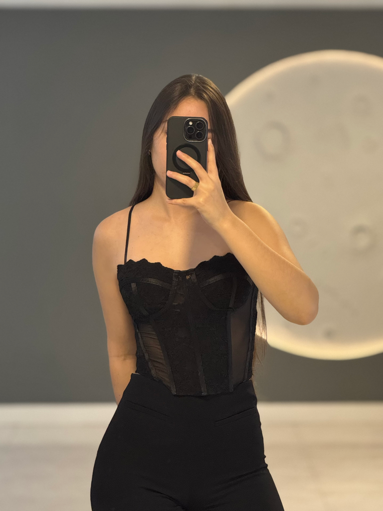 Top Corse Encaje (Negro)